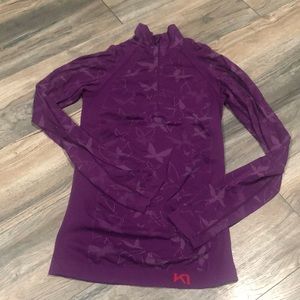 Royal purple Kari Traa quarter zip print thermal long sleeve